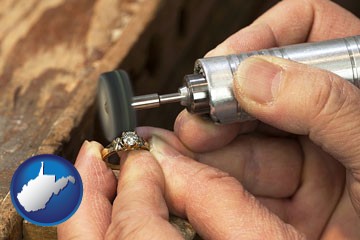 repairing and polishing a ring - with West Virginia icon
